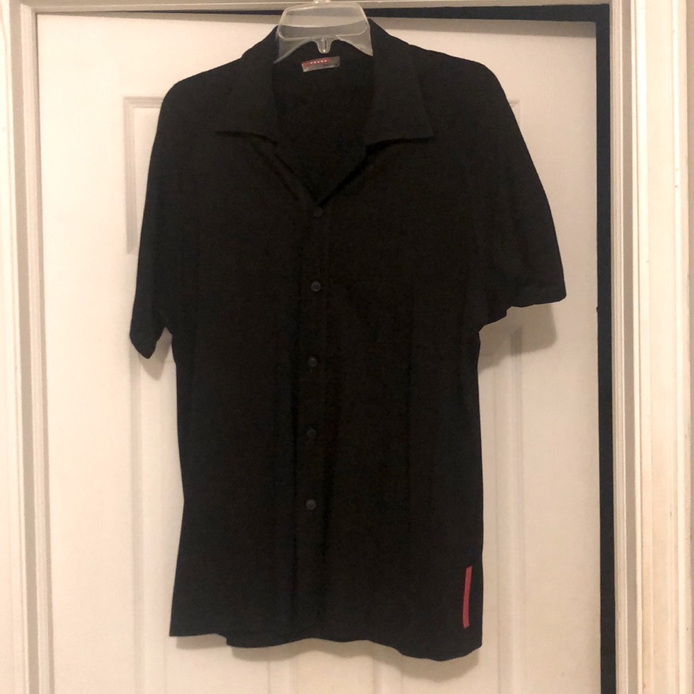Prada Men’s Stretch Cotton-knit shirt, Short-sleeve, Made in Italy, Medium
